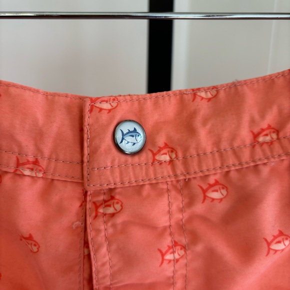 Southern Tide Fish Allover Orange Lined Swim Trunks Shorts Mens XL 7.5” Inseam - Picture 3 of 9
